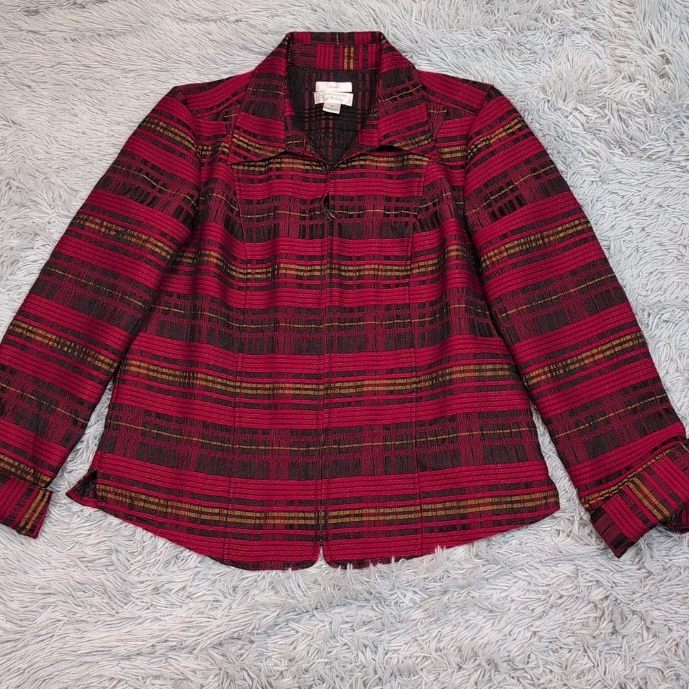 Christopher & Banks Jacket Womens M Red Stretch Comfort Zip Up Lightweight